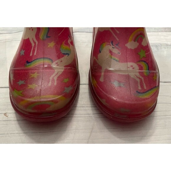 Pink Unicorn Girl Rain Boots Rainboots, Size Youth 11/12 - Picture 4 of 7